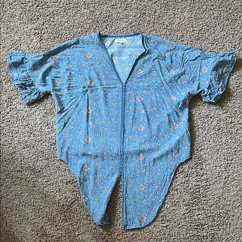 Max Studio Blue Floral Top
